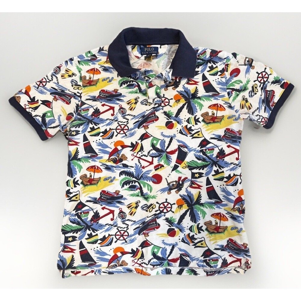 Kids Polo Ralph Lauren Shirt XL Youth Collar Bear Beach Boating Sailing Nautical